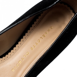 Charlotte Olympia Black Velvet Kitty Smoking Slippers Size 36.5