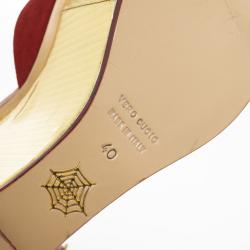 Charlotte Olympia Red Suede Pucker Up Platform Ankle Strap Wedge Sandals Size 40 