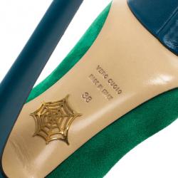 Pre Owned Charlotte Olympia Green Suede Dolly Platform Pumps Size 38
