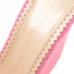 مملوكة مسبقًا Charlotte Olympia Pink Terry Cloth Jayne Wedge Slides Size 39.5