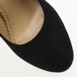 Pre Owned Charlotte Olympia Carmen Black Canvas Espadrilles Wedge Pumps Size 36