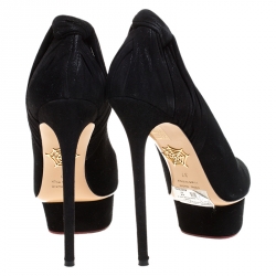 Pre Owned حذاء كعب عالي شارلوت أوليمبيا إسينتريك جوزفين سويدي أسود نعل سميك مقاس 37