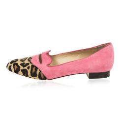 Pre Owned Charlotte Olympia Bisoux Suede &amp; Pony Hair Loafers Size 38.5
