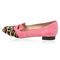 Pre Owned Charlotte Olympia Bisoux Suede &amp; Pony Hair Loafers Size 38.5