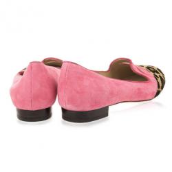 Pre Owned Charlotte Olympia Bisoux Suede &amp; Pony Hair Loafers Size 38.5