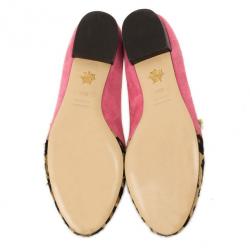 Pre Owned Charlotte Olympia Bisoux Suede &amp; Pony Hair Loafers Size 38.5