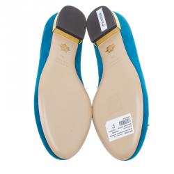 Pre Owned Charlotte Olympia Blue Suede Scorpio Smoking Slippers Size 38