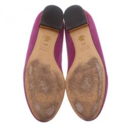 Pre Owned Charlotte Olympia Pink Kitty Suede Embroidered Flats Size 39.5