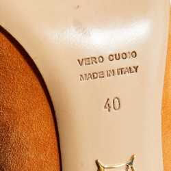 Pre Owned Charlotte Olympia Orange Suede Embellished Pumps Size 40