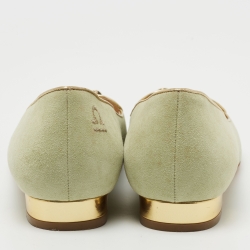 Charlotte Olympia Mint Green Suede Gemini Smoking Slippers Size 40