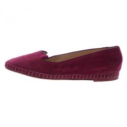 Pre Owned Charlotte Olympia Pink Suede Capri Cat Espadrille Loafers Size 39