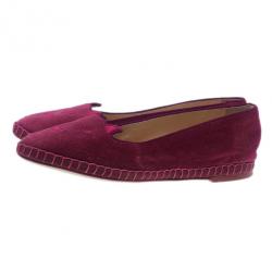 Pre Owned Charlotte Olympia Pink Suede Capri Cat Espadrille Loafers Size 39