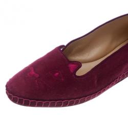 Pre Owned Charlotte Olympia Pink Suede Capri Cat Espadrille Loafers Size 39