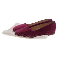 Pre Owned Charlotte Olympia Pink Suede Capri Cat Espadrille Loafers Size 39