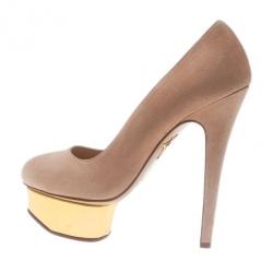 Pre Owned Charlotte Olympia Pink Suede Dolly Platform Pumps Size 36
