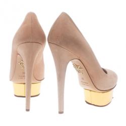 Pre Owned Charlotte Olympia Pink Suede Dolly Platform Pumps Size 36