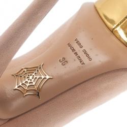 Pre Owned Charlotte Olympia Pink Suede Dolly Platform Pumps Size 36