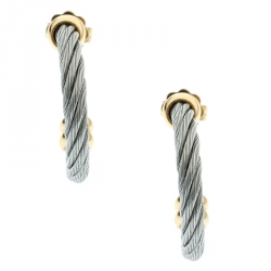 Pre Owned Charriol Twisted Cable Gold Tone & Silver Tone Hoop Earrings