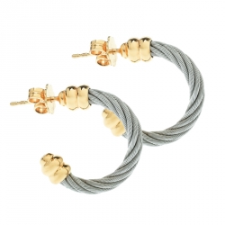 Pre Owned Charriol Twisted Cable Gold Tone & Silver Tone Hoop Earrings