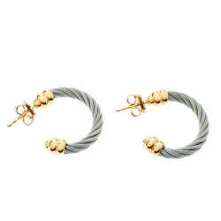 Pre Owned Charriol Twisted Cable Gold Tone & Silver Tone Hoop Earrings