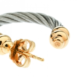 Pre Owned Charriol Twisted Cable Gold Tone & Silver Tone Hoop Earrings