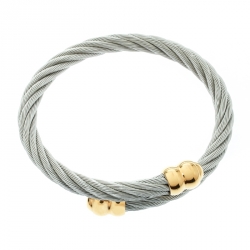 Pre Owned Charriol Twisted Cable Gold Tone & Silver Tone Adjustable Bracelet