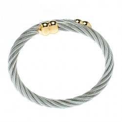 Pre Owned Charriol Twisted Cable Gold Tone & Silver Tone Adjustable Bracelet