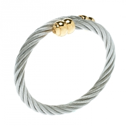 Pre Owned Charriol Twisted Cable Gold Tone & Silver Tone Adjustable Bracelet