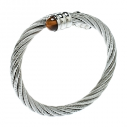 Charriol Celtic Tiger's Eye Twisted Cable Stainless Steel Adjustable Bracelet