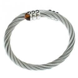 Charriol Celtic Tiger's Eye Twisted Cable Stainless Steel Adjustable Bracelet