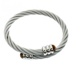 Charriol Celtic Tiger's Eye Twisted Cable Stainless Steel Adjustable Bracelet