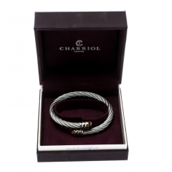 Charriol Celtic Tiger's Eye Twisted Cable Stainless Steel Adjustable Bracelet
