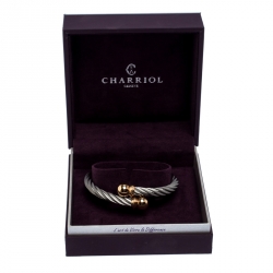 Pre Owned Charriol Celtic Torque Twisted Cable Two Tone Adjustable Bracelet