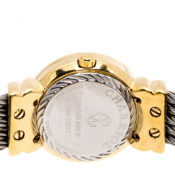 Pre Owned Charriol White Mother of Pearl Stainless Steel Gold Plated St-Tropez Ref.028/2 Women's Wristwatch 24.50 mm