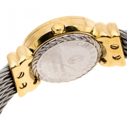 Pre Owned Charriol White Mother of Pearl Stainless Steel Gold Plated St-Tropez Ref.028/2 Women's Wristwatch 24.50 mm