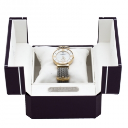 Pre Owned Charriol Mother of Pearl Yellow Gold Tone And Stainless Steel Diamonds ST-Tropez ST30.1 Women's Wristwatch 30 mm