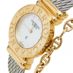 Pre Owned Charriol Mother Of Pearl Yellow Gold Plated Stainless Steel St-Tropez Ref.028/2 Women's Wristwatch 24.50 mm