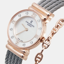 Pre Owned Charriol Mother Of Pearl Gold Plated Stainless Steel St-Tropez 028PD1.540.552 Women's Wristwatch 24.50 mm