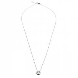Pre Owned Chaumet Diamond Solitaire 18k White Gold Round Pendant Necklace