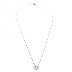 Pre Owned Chaumet Diamond Solitaire 18k White Gold Round Pendant Necklace