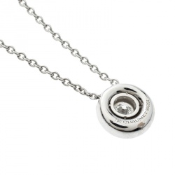 Pre Owned Chaumet Diamond Solitaire 18k White Gold Round Pendant Necklace