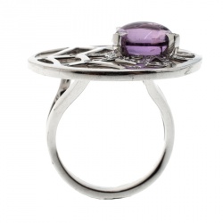 Chaumet Catch Me If You Love Me Amethyst Diamond 18k White Gold Cocktail Ring Size 53