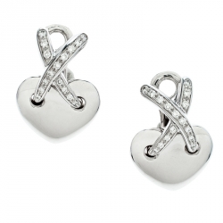 Pre Owned Chaumet X Crossover Liens Heart Diamond 18k White Gold Earrings