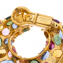 Chaumet Multicolor Sapphire 18k Yellow Gold Hoop Earrings
