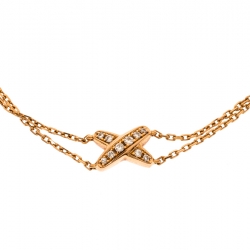 Chaumet Mini Liens Diamond 18k Rose Gold Double Chain Bracelet 