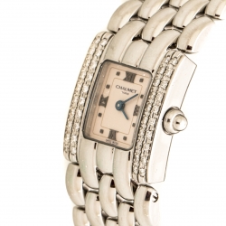 Pre Owned Chaumet Pinkish White Stainless Steel Diamonds Khesis 253813 Women's Wristwatch 21 mm