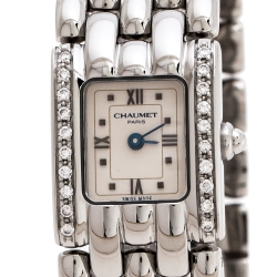  Chaumet Beige Stainless Steel Diamonds Khesis Ref: 33 85 57 Women's Wristwatch 17.50 mm