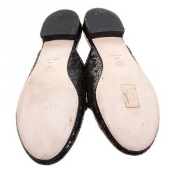 Chiara Ferragni Monochrome Sequin Embellished Flat Slides Size 40