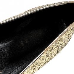 Pre Owned Chiara Ferragni Gold Glitter Flirting Ballet Flats Size 37