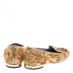 Chiara Ferragni Gold Sequins Flirting Smoking Slippers Size 35